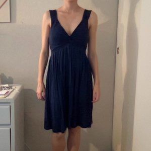 Twist-Front Tie Back Navy Blue Dress